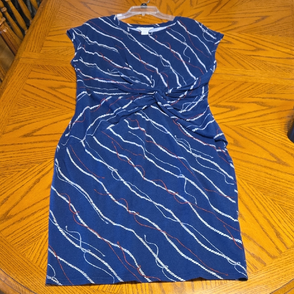 Liz Claiborne Navy Midi Nautical Dress